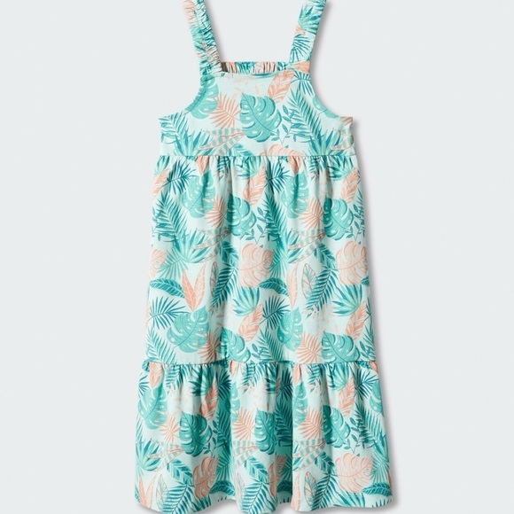Mango Tropical Print Kids Dress, Perfect For a Summer Vacation, Size 9/10y - Picture 2 of 11